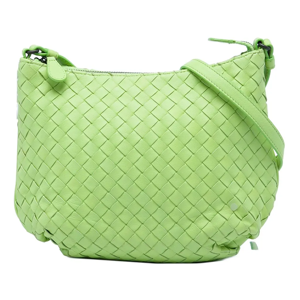 Bottega Veneta Small Nappa Intrecciato Crossbody Green Leather Very good - Front View