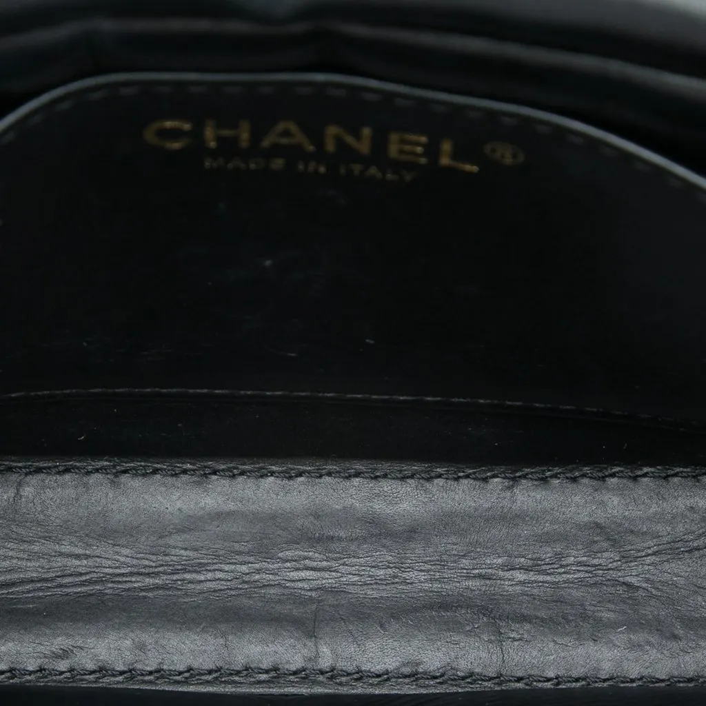 Chanel Mini Quilted Calfskin Nailed CC Flap Black Leather Very good - Model View