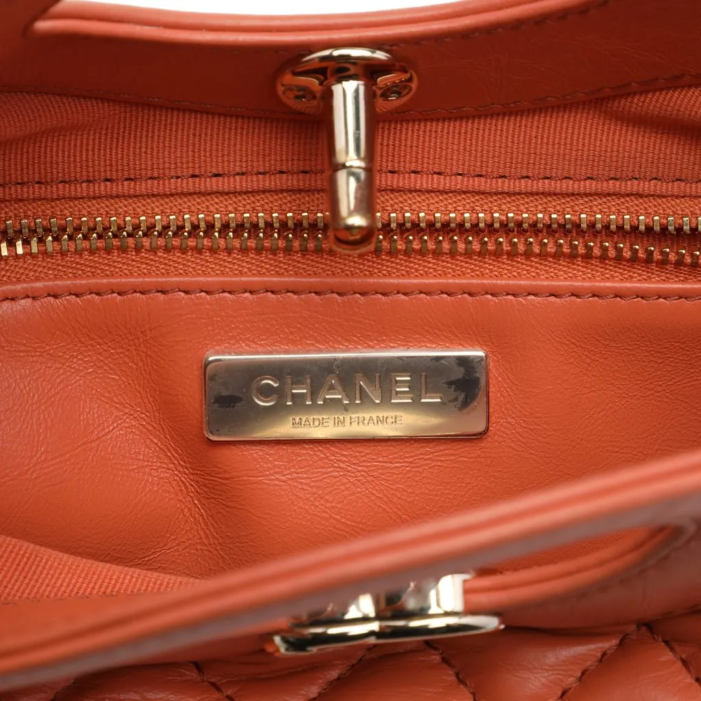 Chanel Mini Shiny Crumpled Calfskin 31 Shopping Bag Orange Leather Very good - Box View