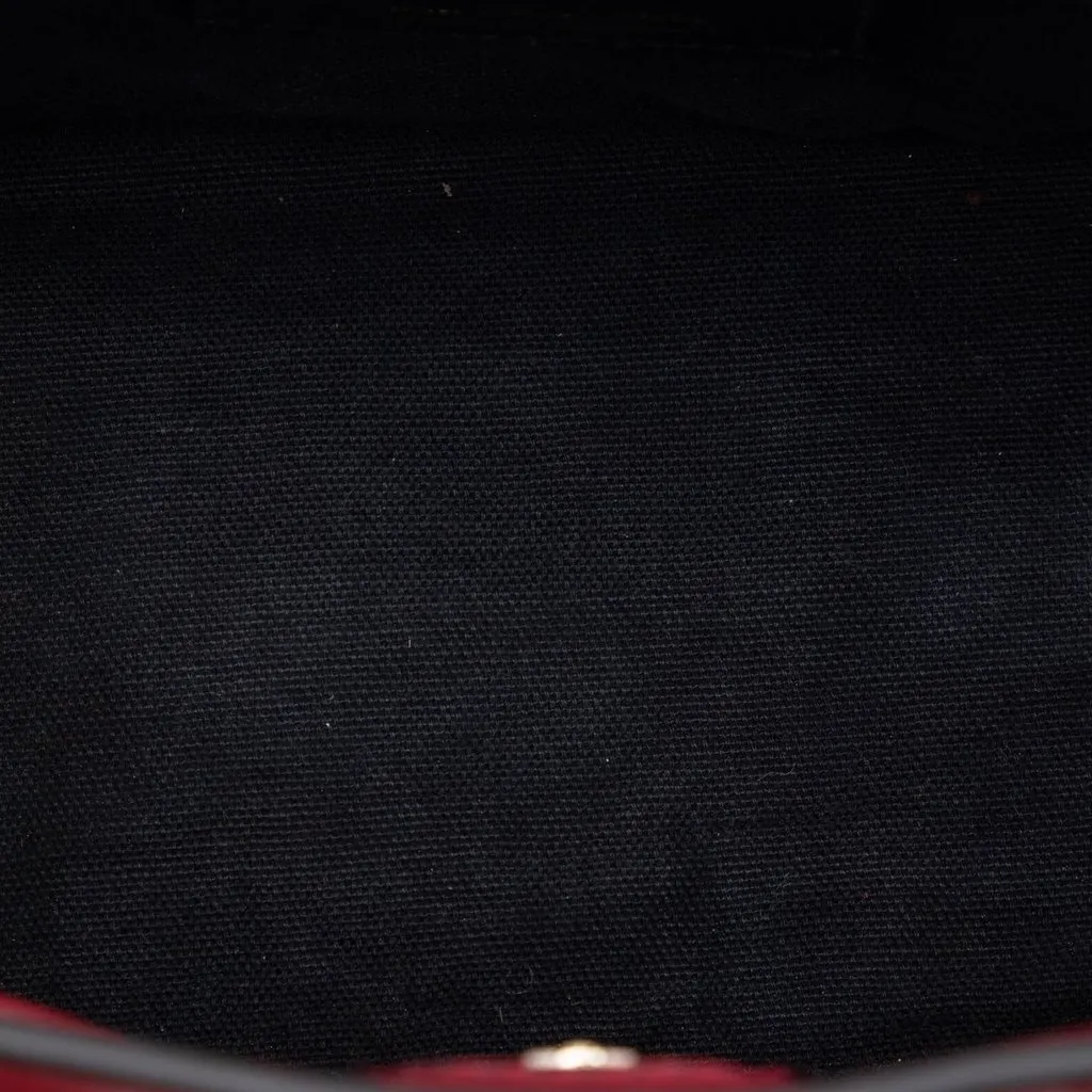 Burberry Small Grainy Calfskin and House Check Banner Satchel Red Leather Very good - Model View
