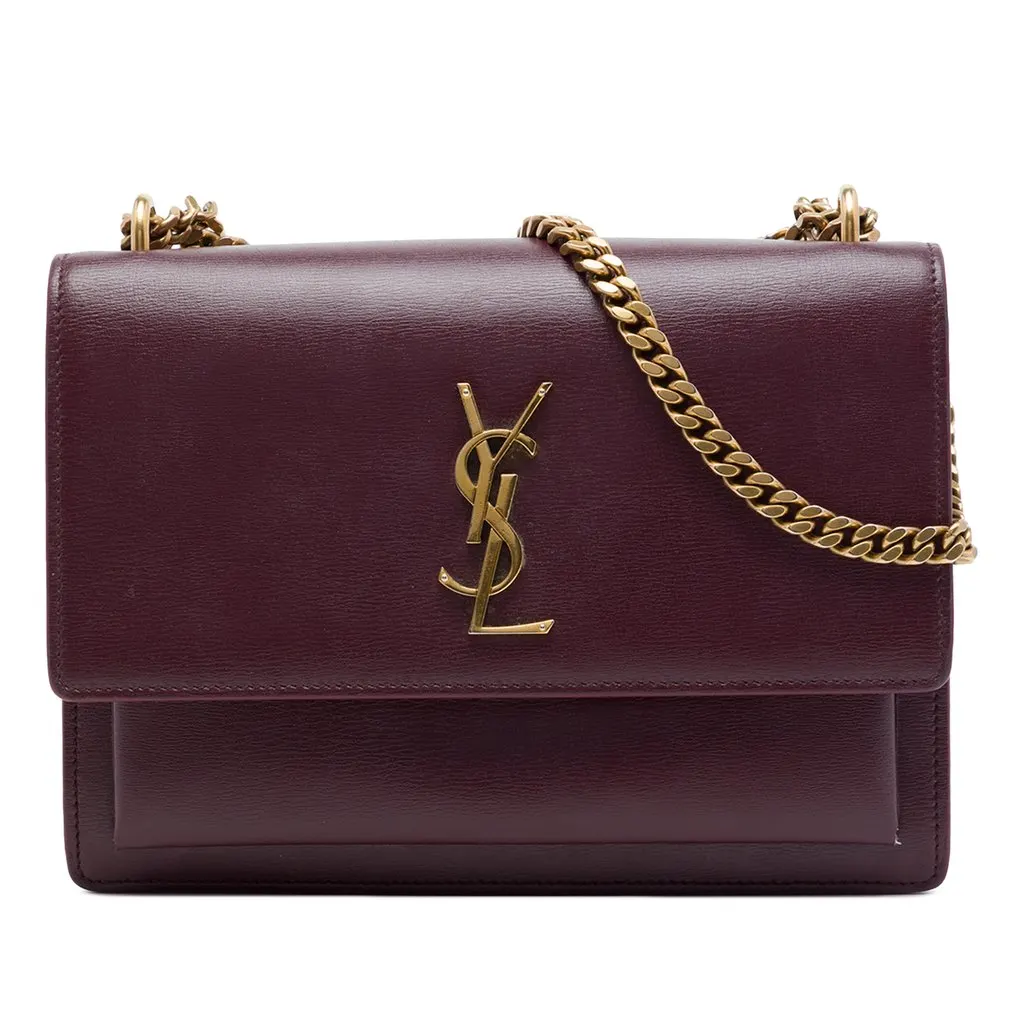 Saint Laurent Medium Calfskin Monogram Sunset Crossbody Red Leather Very good - Front View