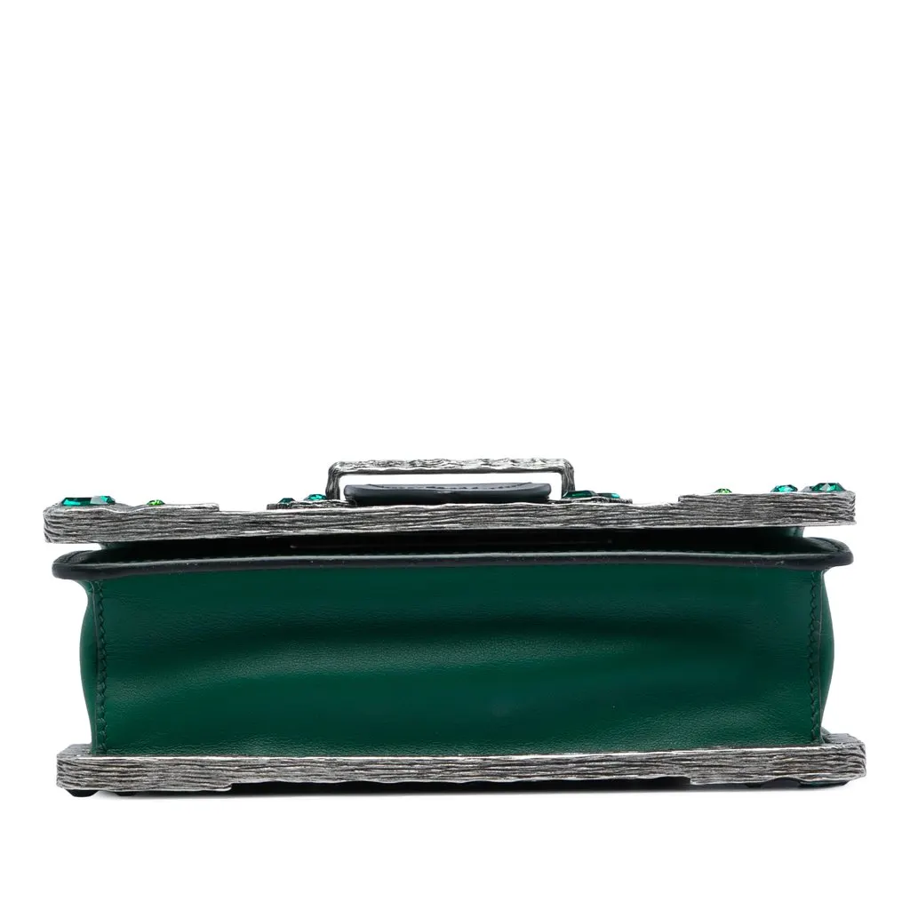 Prada Saffiano Trimmed City Calf Crystal Cahier Crossbody Green Leather Very good - Inside View