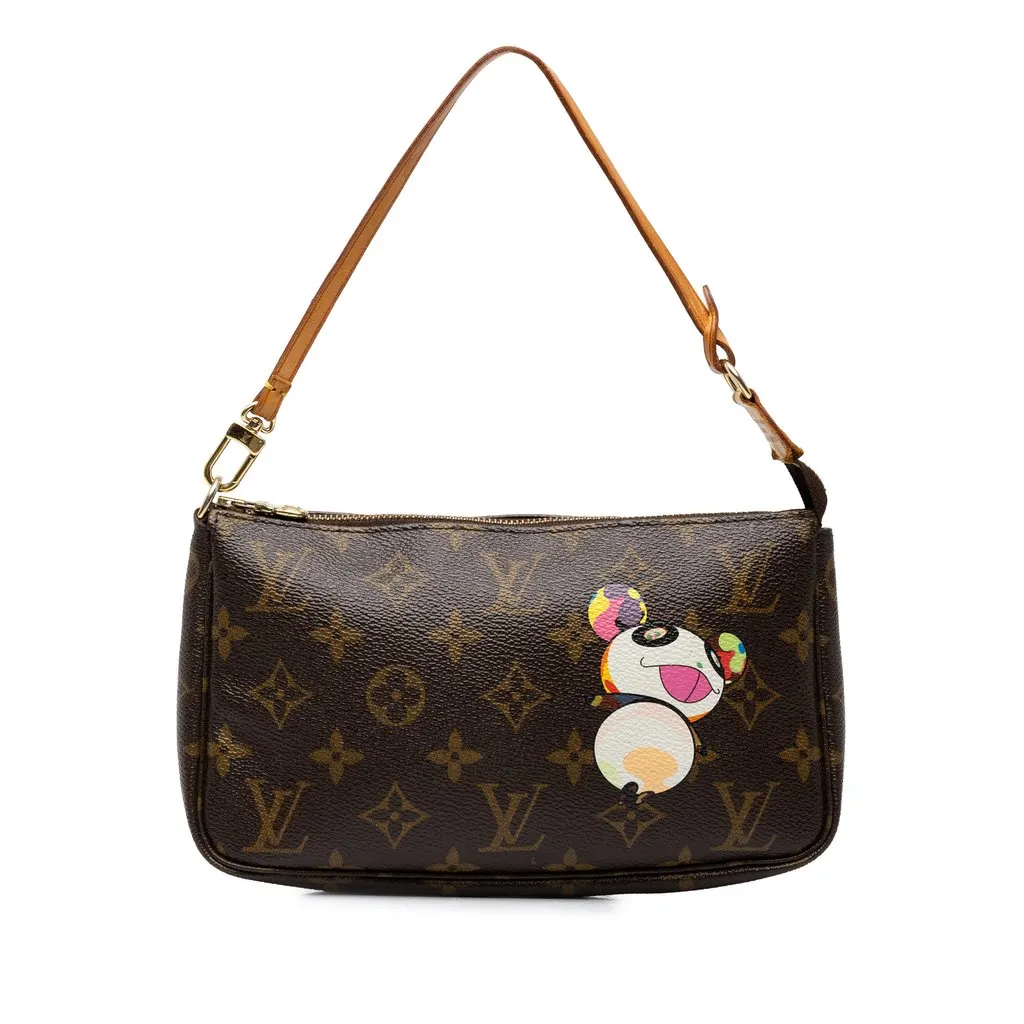 Louis Vuitton Takashi Murakami Monogram Panda Pochette Accessoires Brown Canvas Very good - Front View
