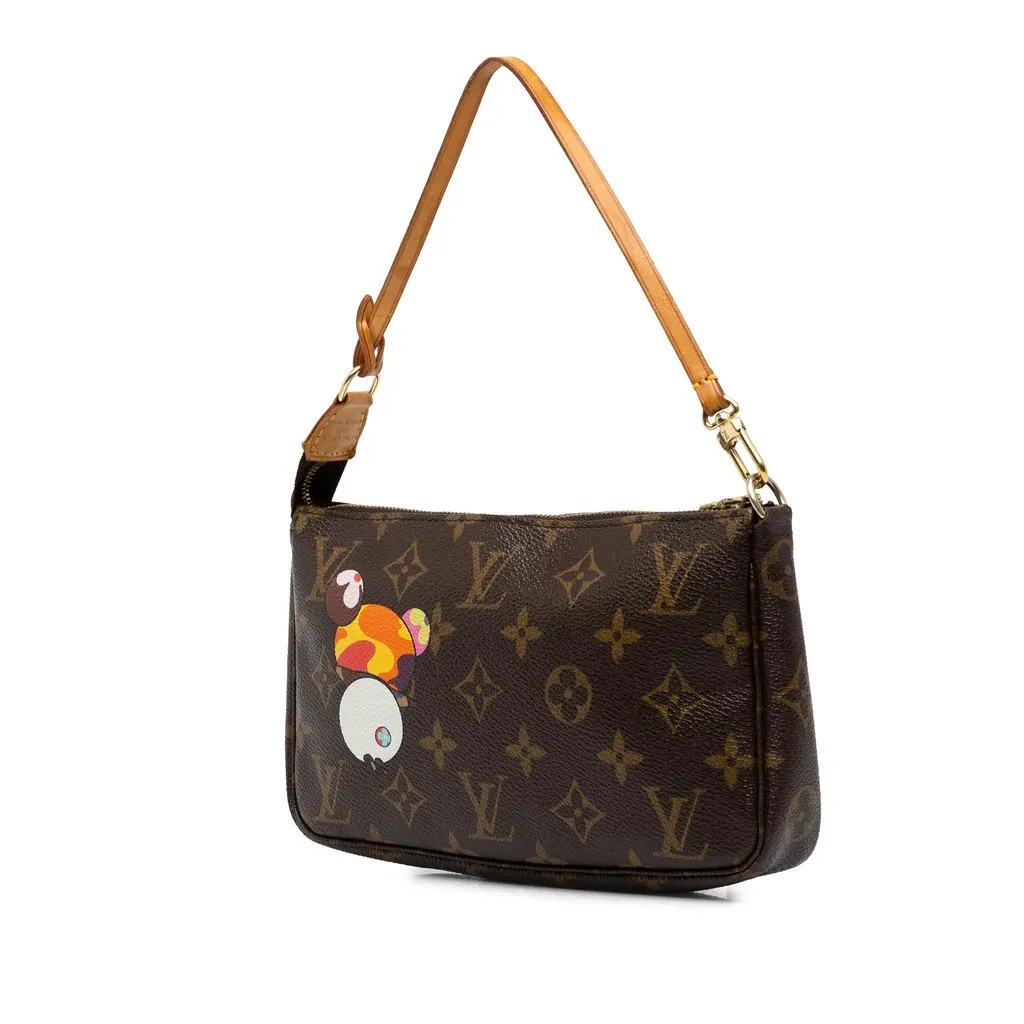 Louis Vuitton Takashi Murakami Monogram Panda Pochette Accessoires Brown Canvas Very good - Back View