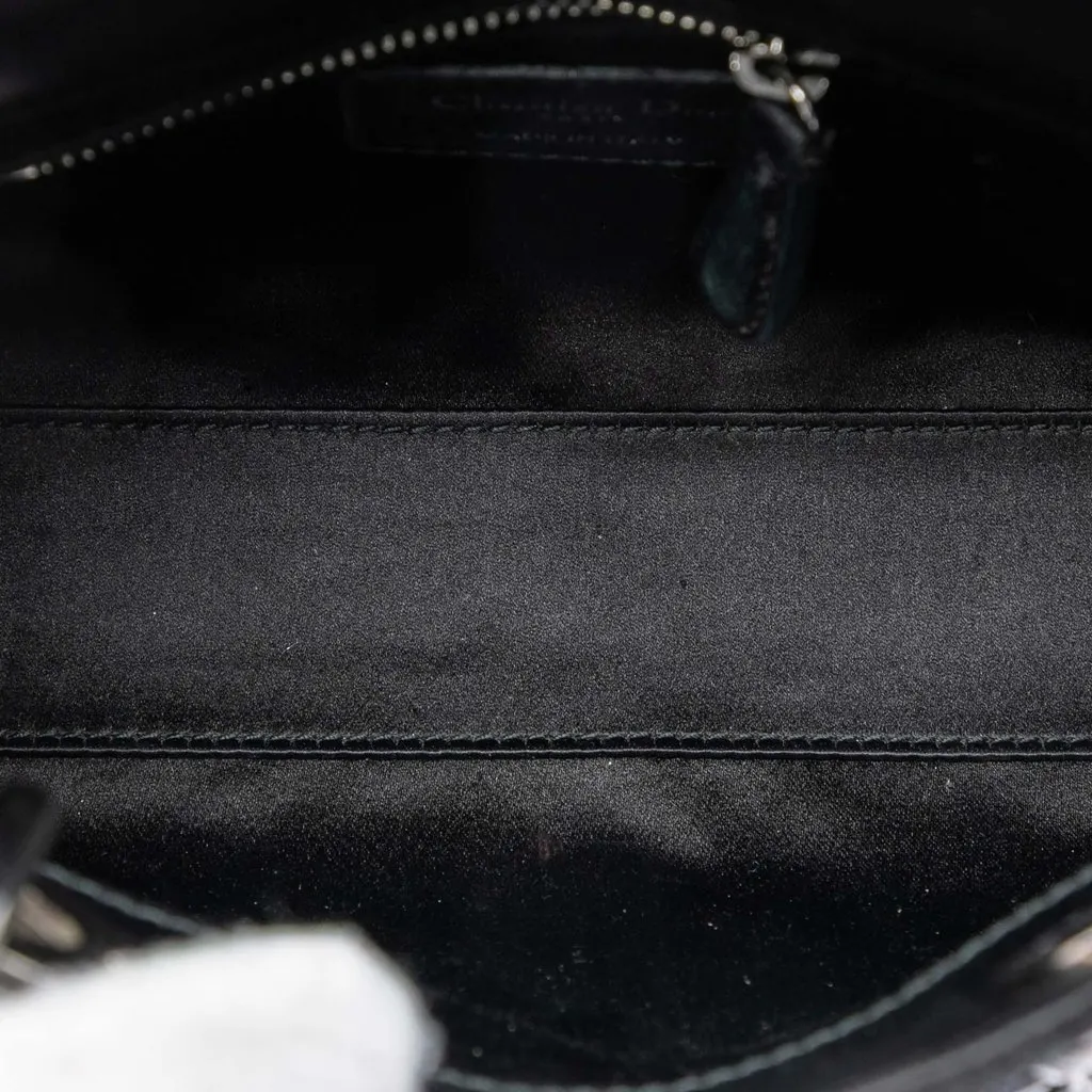 Dior Mini Satin Cannage Strass Crystal Embellished Lady Dior Black Very good - Model View