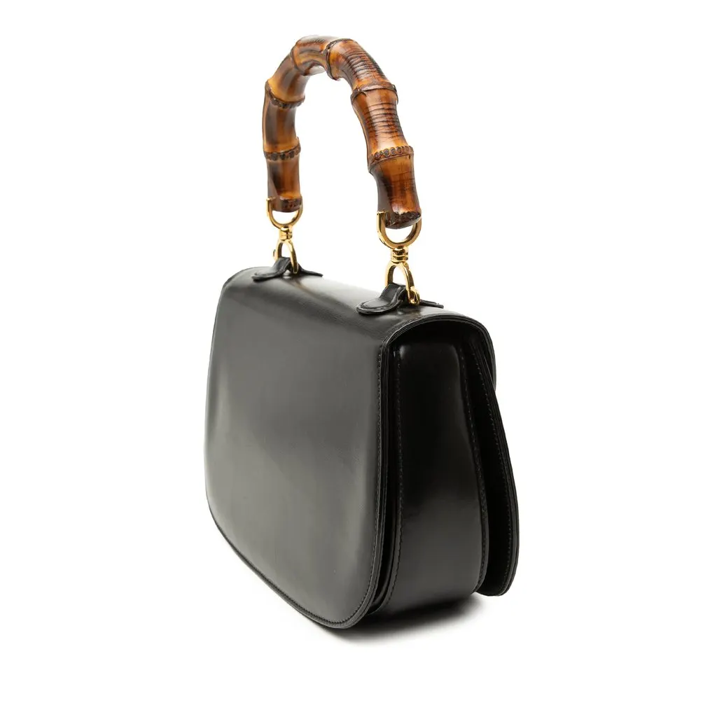 Gucci Calfskin Bamboo Night Black Leather Very good - Back View