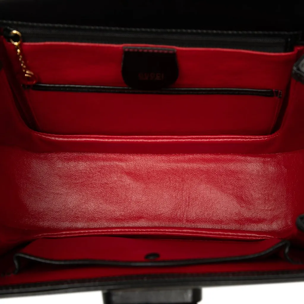 Gucci Calfskin Bamboo Night Black Leather Very good - Model View