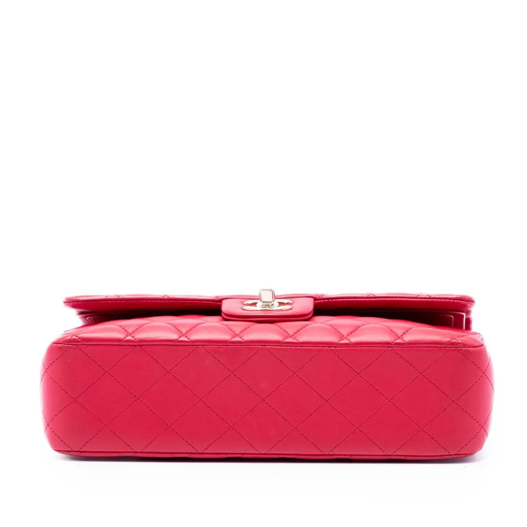 Chanel Medium Classic Lambskin Double Flap Pink Leather Very good - Inside View