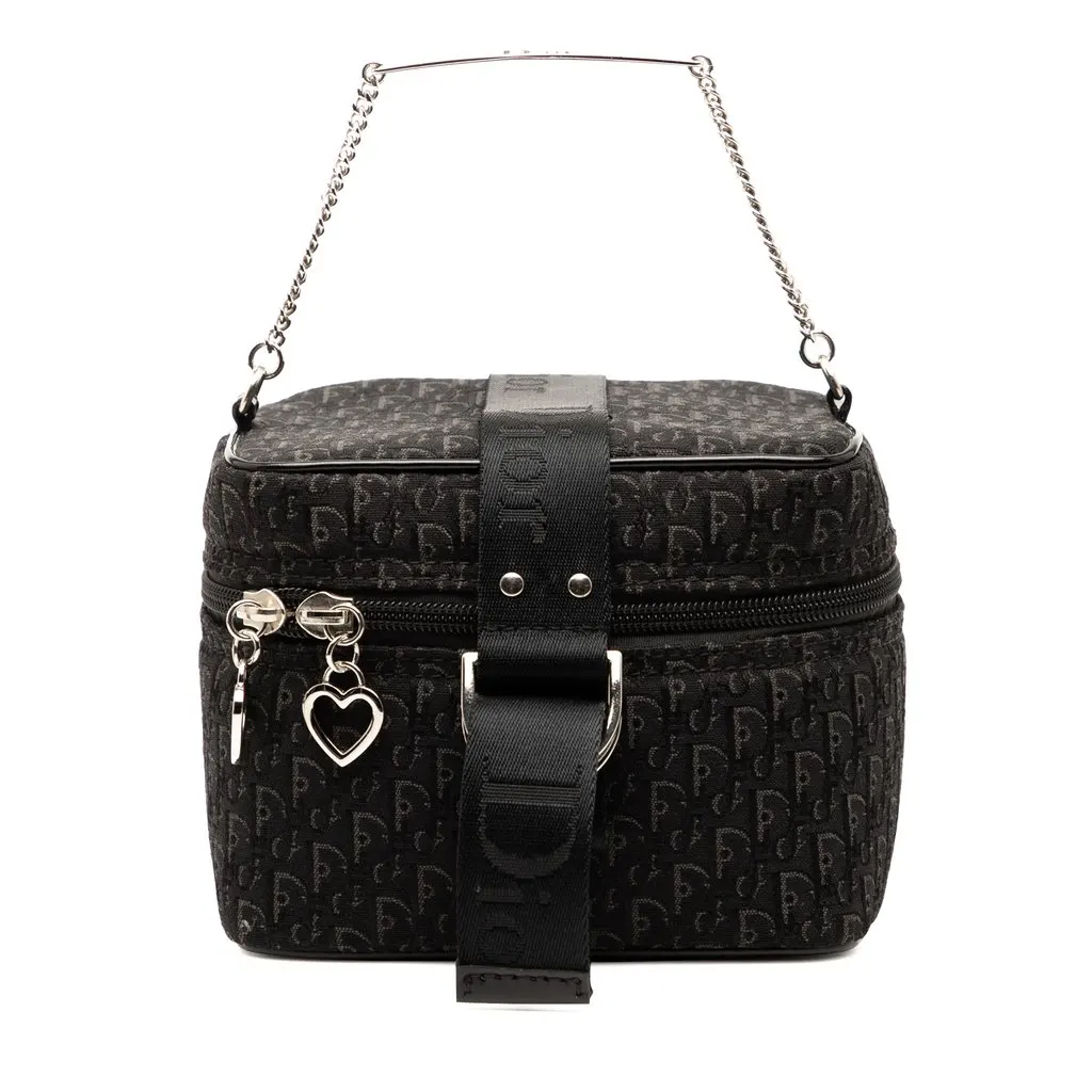 Dior Mini Diorissimo Trotter Canvas Vanity Bag Black Canvas Very good - Front View