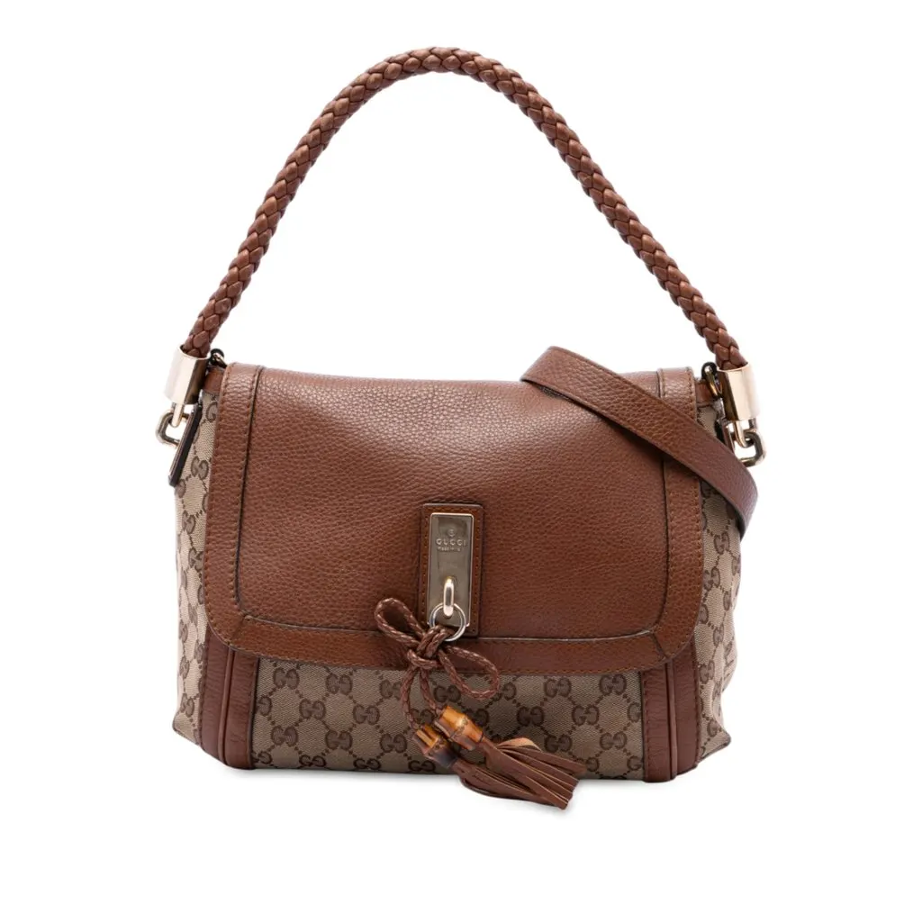 Gucci GG Canvas Bella Flap Satchel Beige Very good - Front View