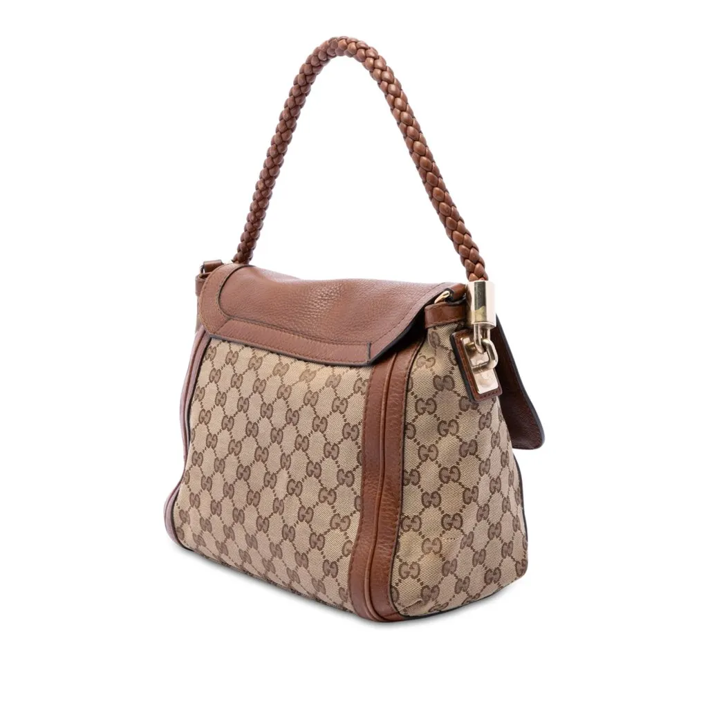 Gucci GG Canvas Bella Flap Satchel Beige Very good - Back View