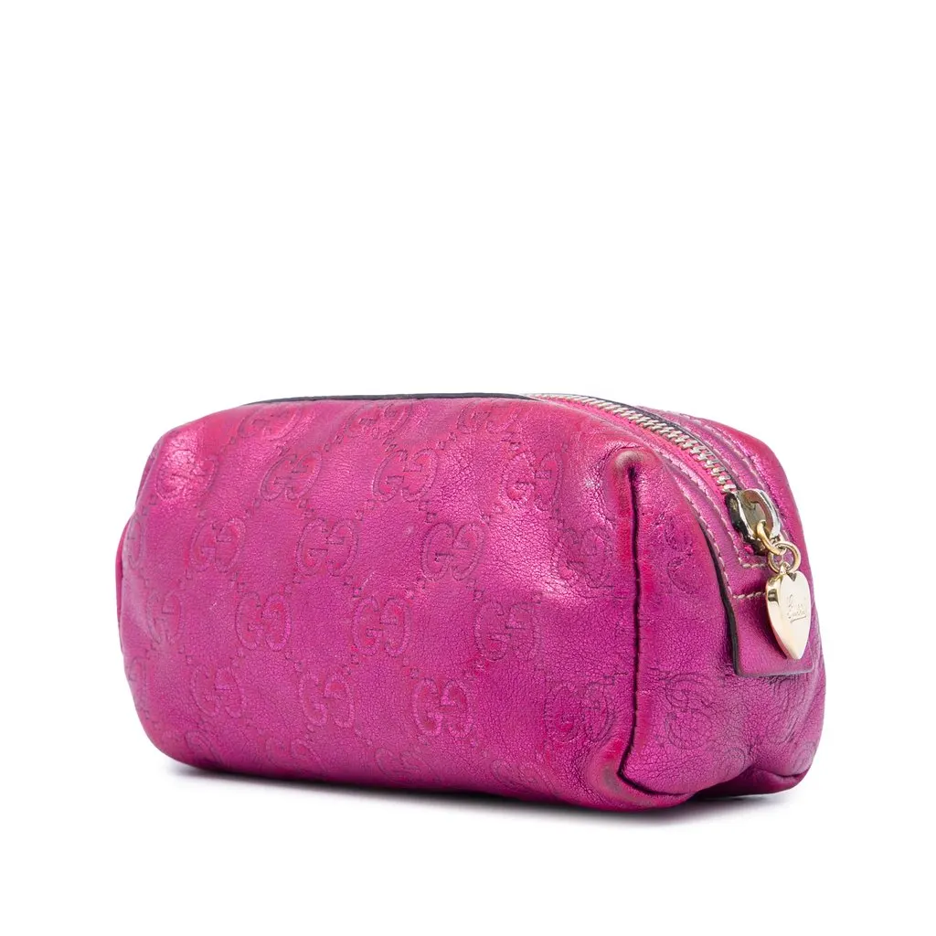 Gucci Metallic Guccissima Pouch Pink Leather Very good - Back View