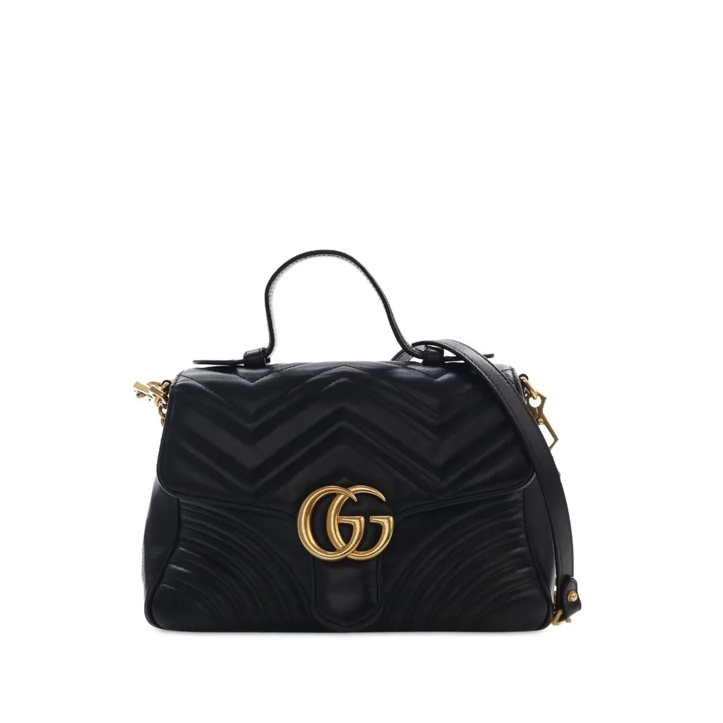 Gucci Small GG Marmont Matelasse Leather Top Handle Bag