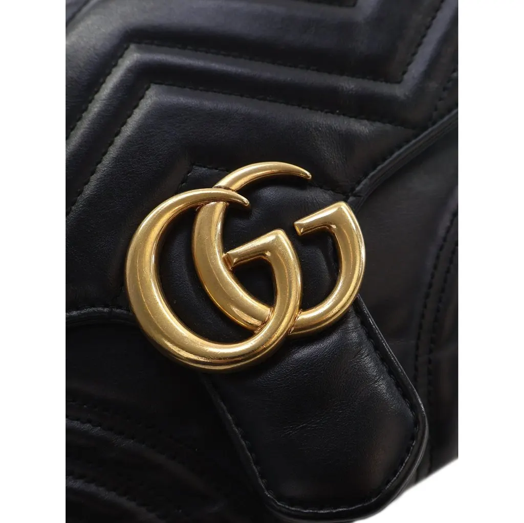 Gucci Small GG Marmont Matelasse Leather Top Handle Bag Black Leather Very good - Box View