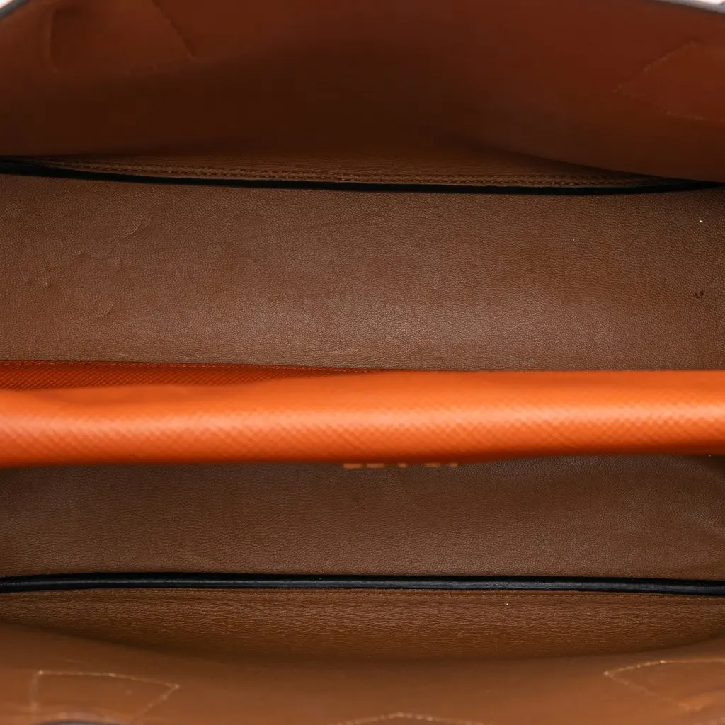 Prada Medium Saffiano Cuir Double Handle Satchel Orange Leather Very good - Model View