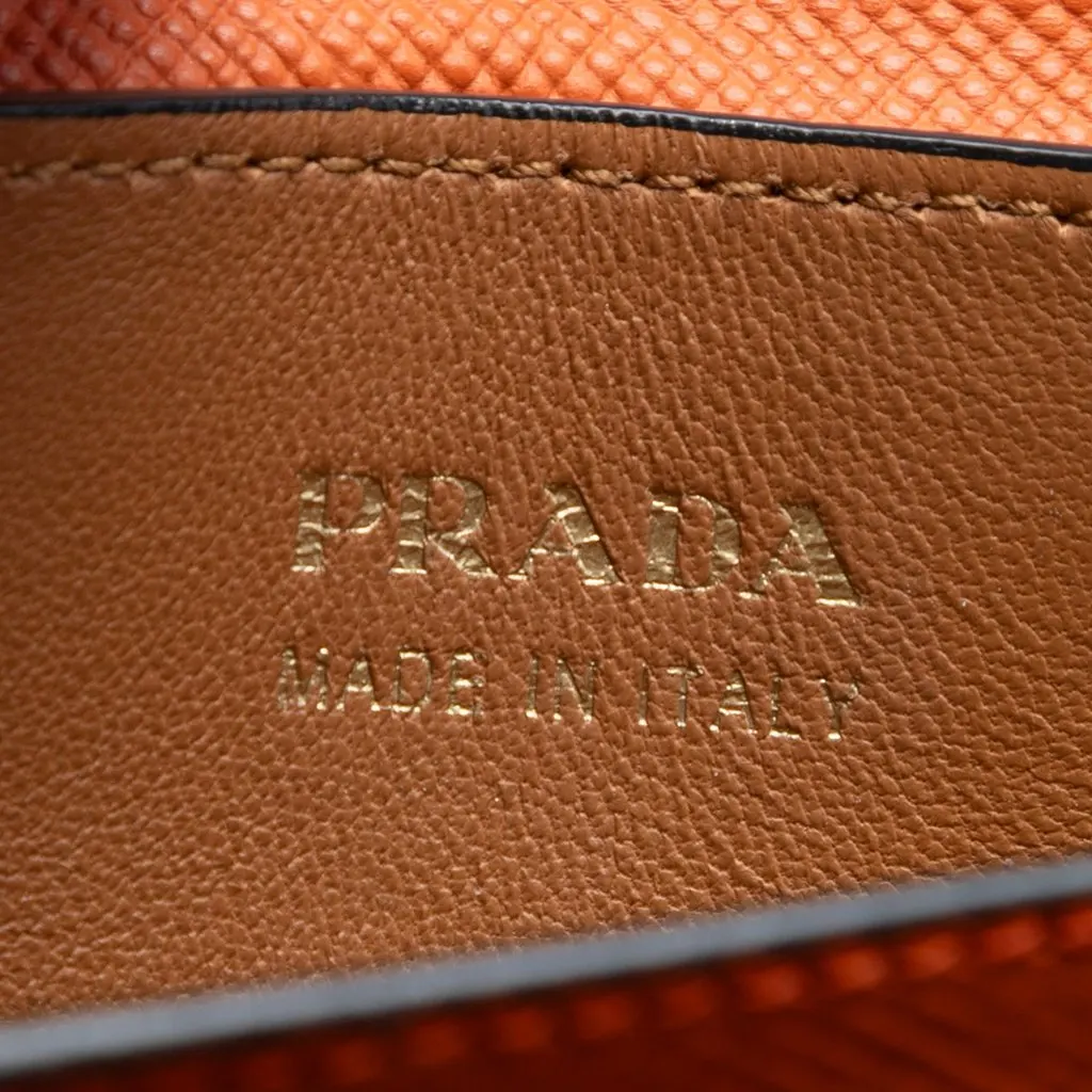 Prada Medium Saffiano Cuir Double Handle Satchel Orange Leather Very good - Box View