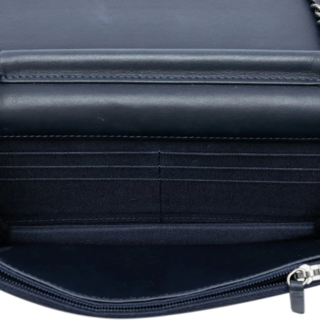 Chanel Printed Denim and Calfskin Gabrielle Wallet On Chain Blue Very good - Model View