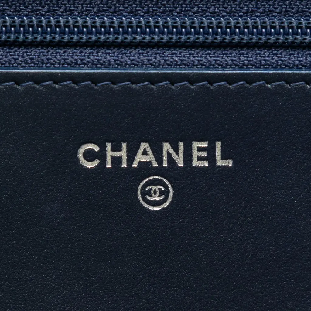 Chanel Printed Denim and Calfskin Gabrielle Wallet On Chain Blue Very good - Box View