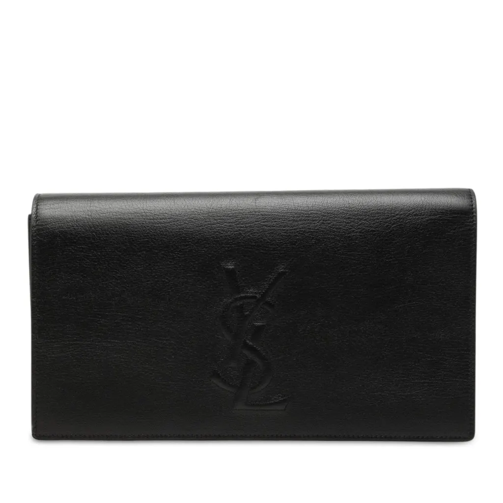 Saint Laurent Large Calfskin Monogram Belle De Jour Clutch Black Leather Very good - Front View