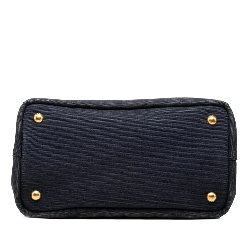 Prada Small Canvas Canapa Logo Tote Blue Canvas Very good - Inside View