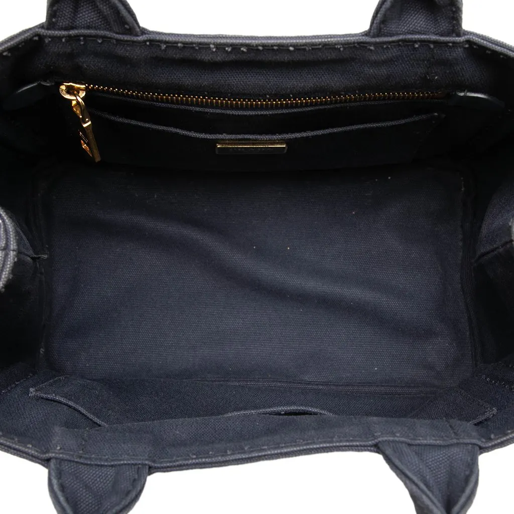 Prada Small Canvas Canapa Logo Tote Blue Canvas Very good - Model View