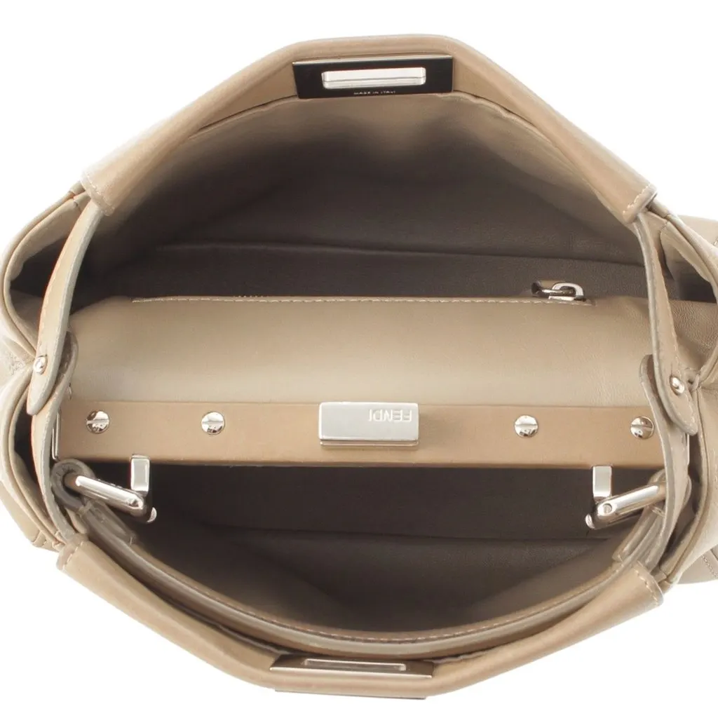 Fendi Mini Leather Iconic Peekaboo Satchel Beige Leather Very good - Model View