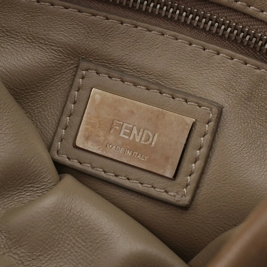Fendi Mini Leather Iconic Peekaboo Satchel Beige Leather Very good - Box View