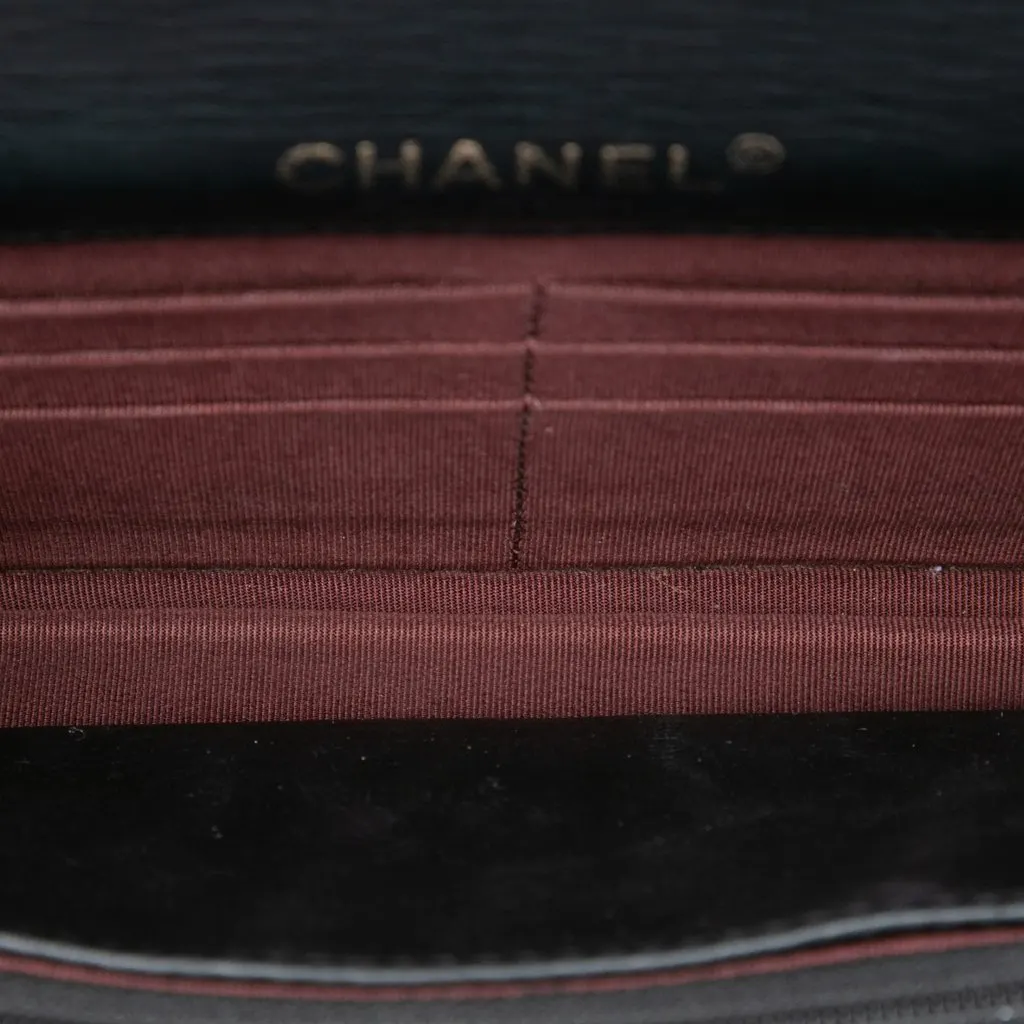 Chanel Quilted Patent Golden Class Wallet on Chain Black Leather Good - Model View