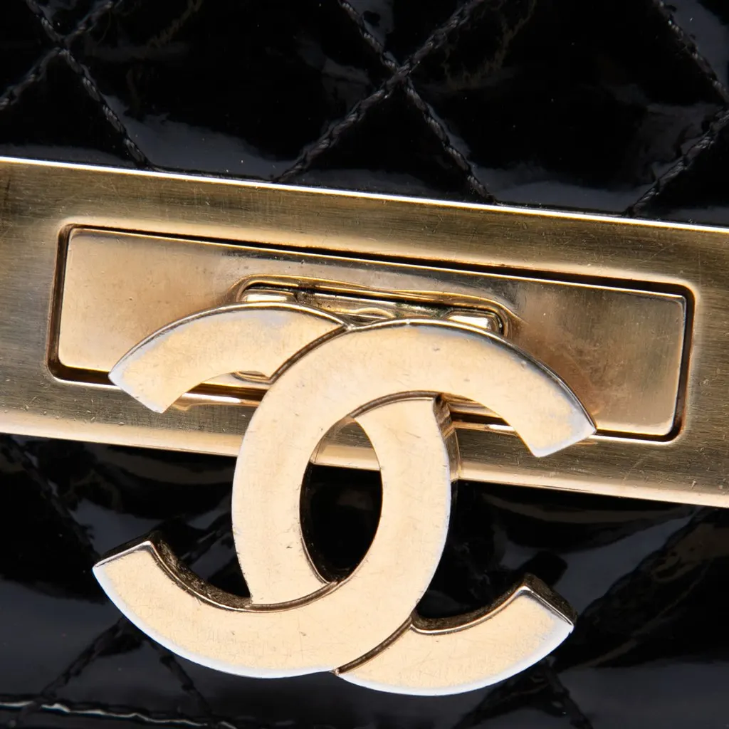 Chanel Quilted Patent Golden Class Wallet on Chain Black Leather Good - Box View