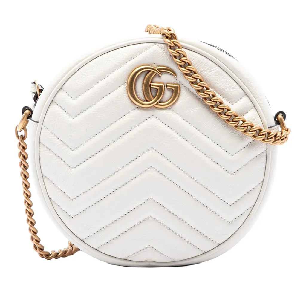 Gucci Mini GG Marmont Matelasse Calfskin Round Crossbody
