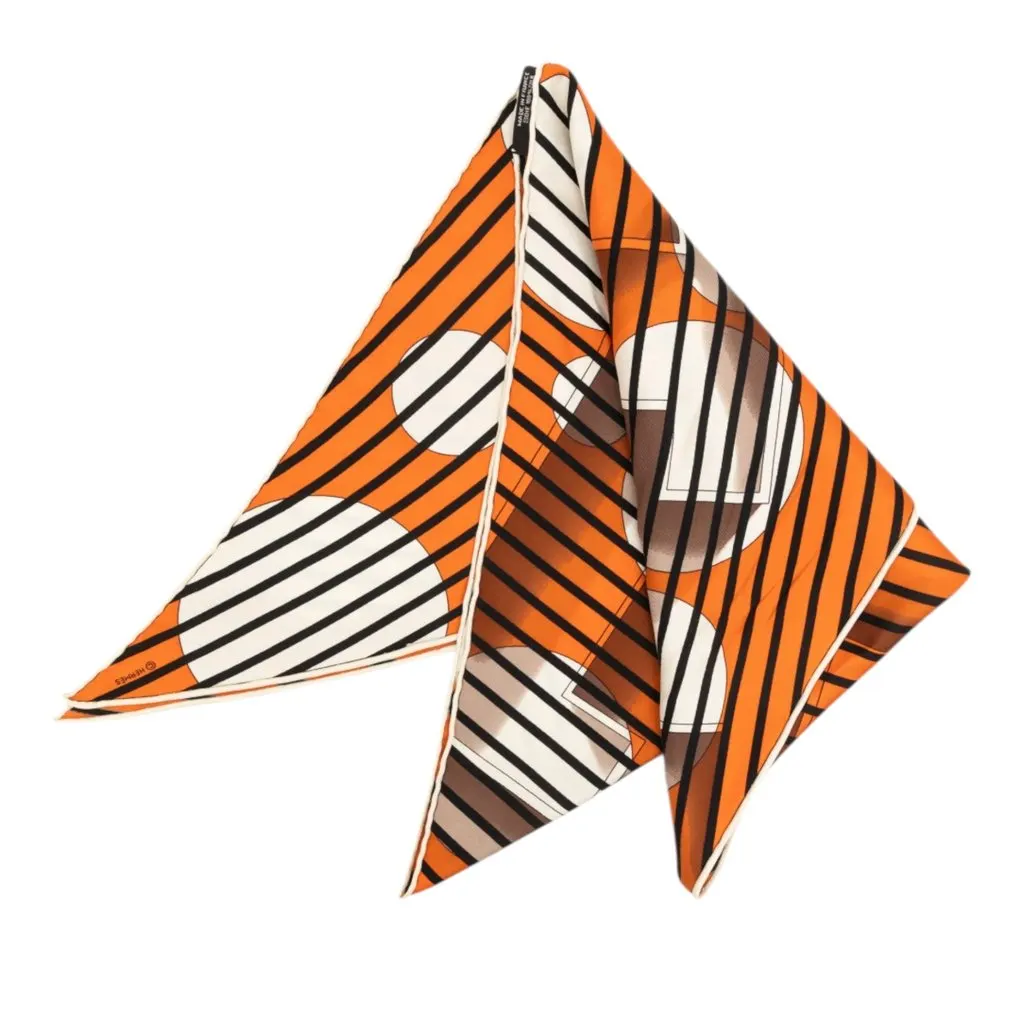 Hermès Triangular H Au Galop Silk Scarf Orange Very good - Front View