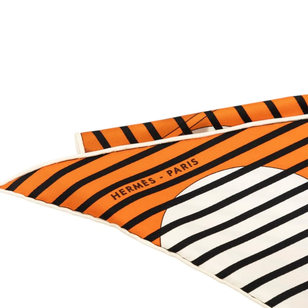 Hermès Triangular H Au Galop Silk Scarf Orange Very good - Back View