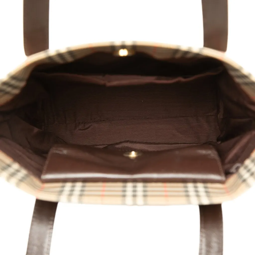 Burberry Haymarket Check Canvas Tote Beige Canvas Good - Model View