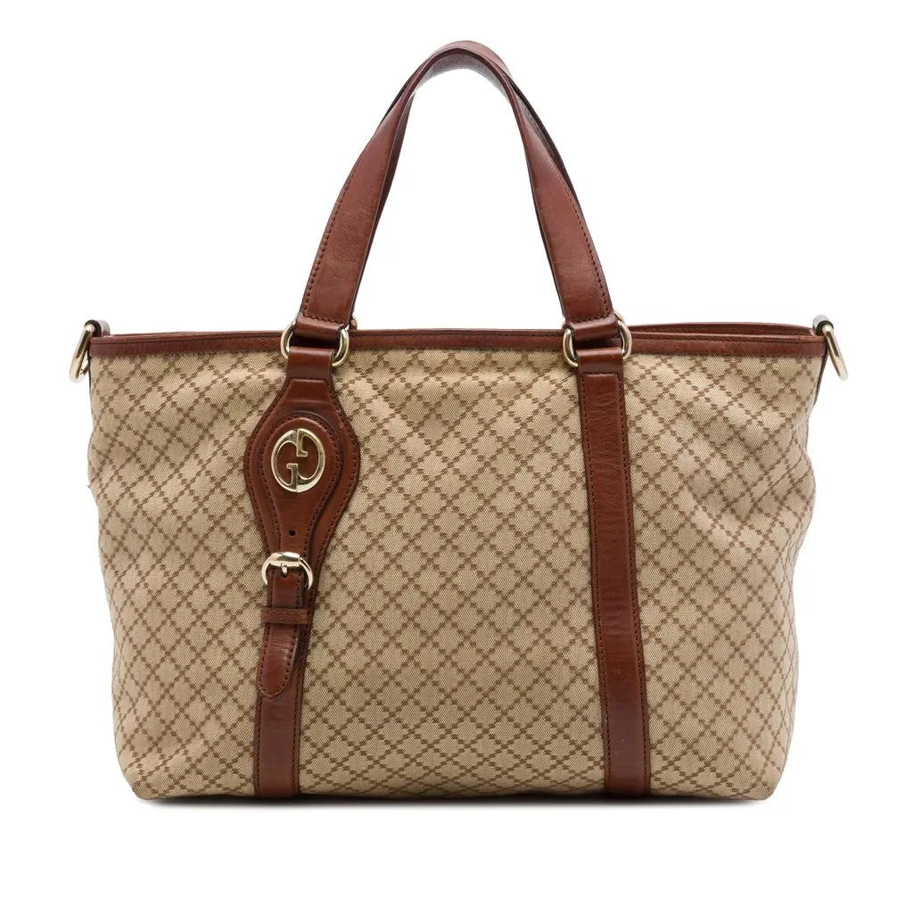 Gucci Diamante Canvas 1973 Satchel Beige Very good - Front View