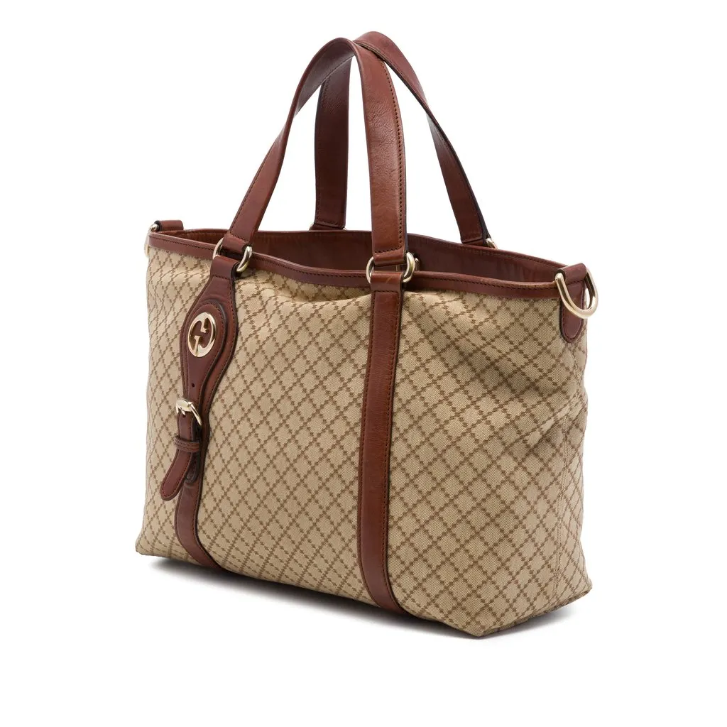 Gucci Diamante Canvas 1973 Satchel Beige Very good - Back View