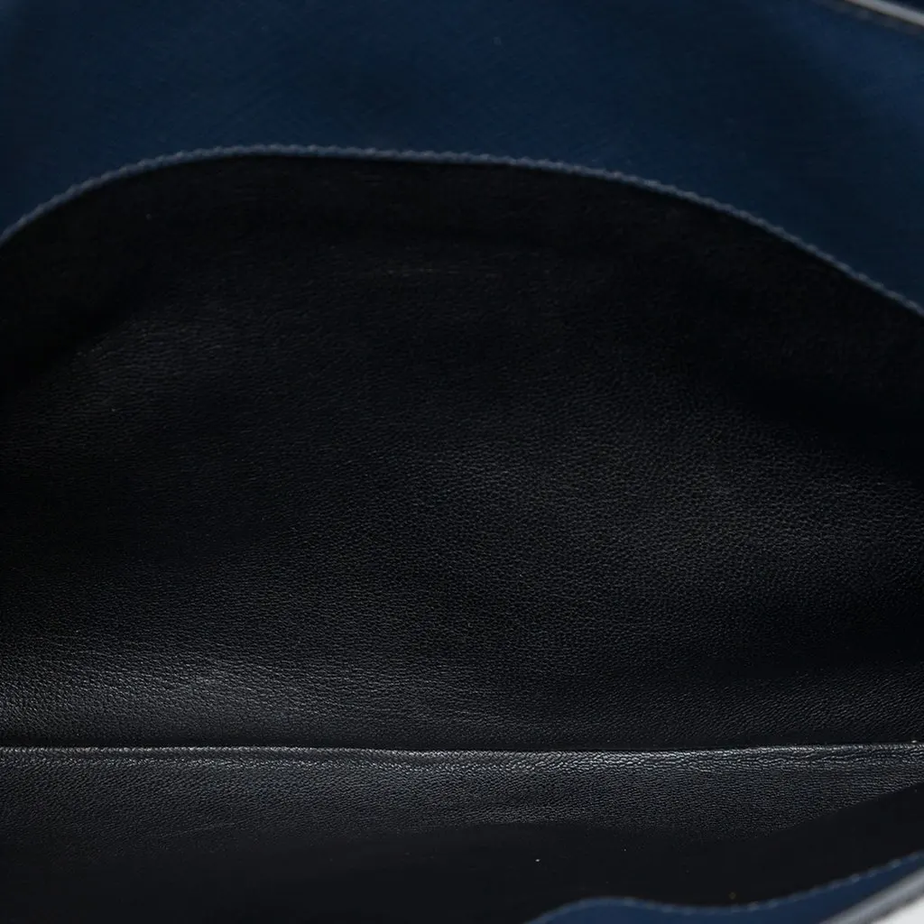 Prada Large Saffiano Lux Envelope Pushlock Clutch Blue Leather Very good - Model View