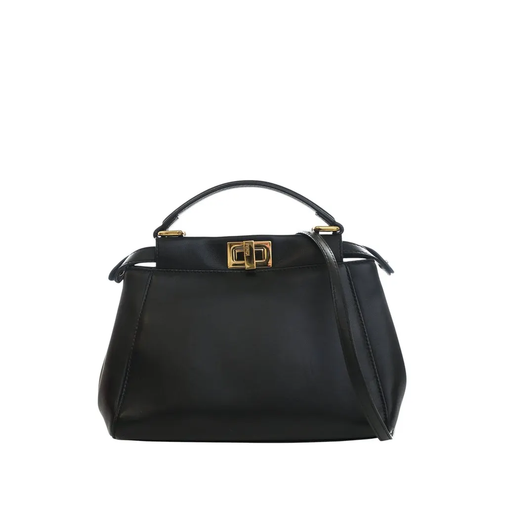 Fendi Mini Leather Peekaboo Iconic Satchel Black Leather Very good - Front View