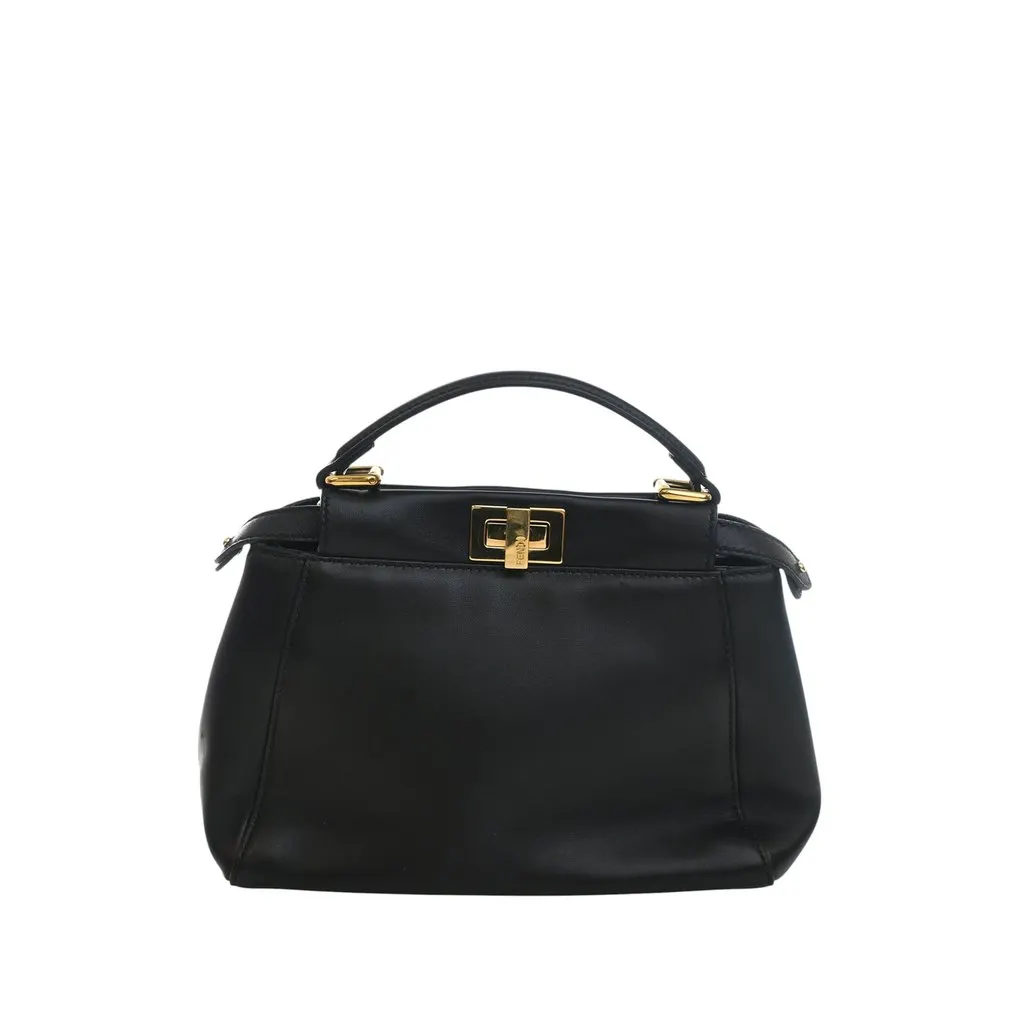 Fendi Mini Leather Peekaboo Iconic Satchel Black Leather Very good - Back View