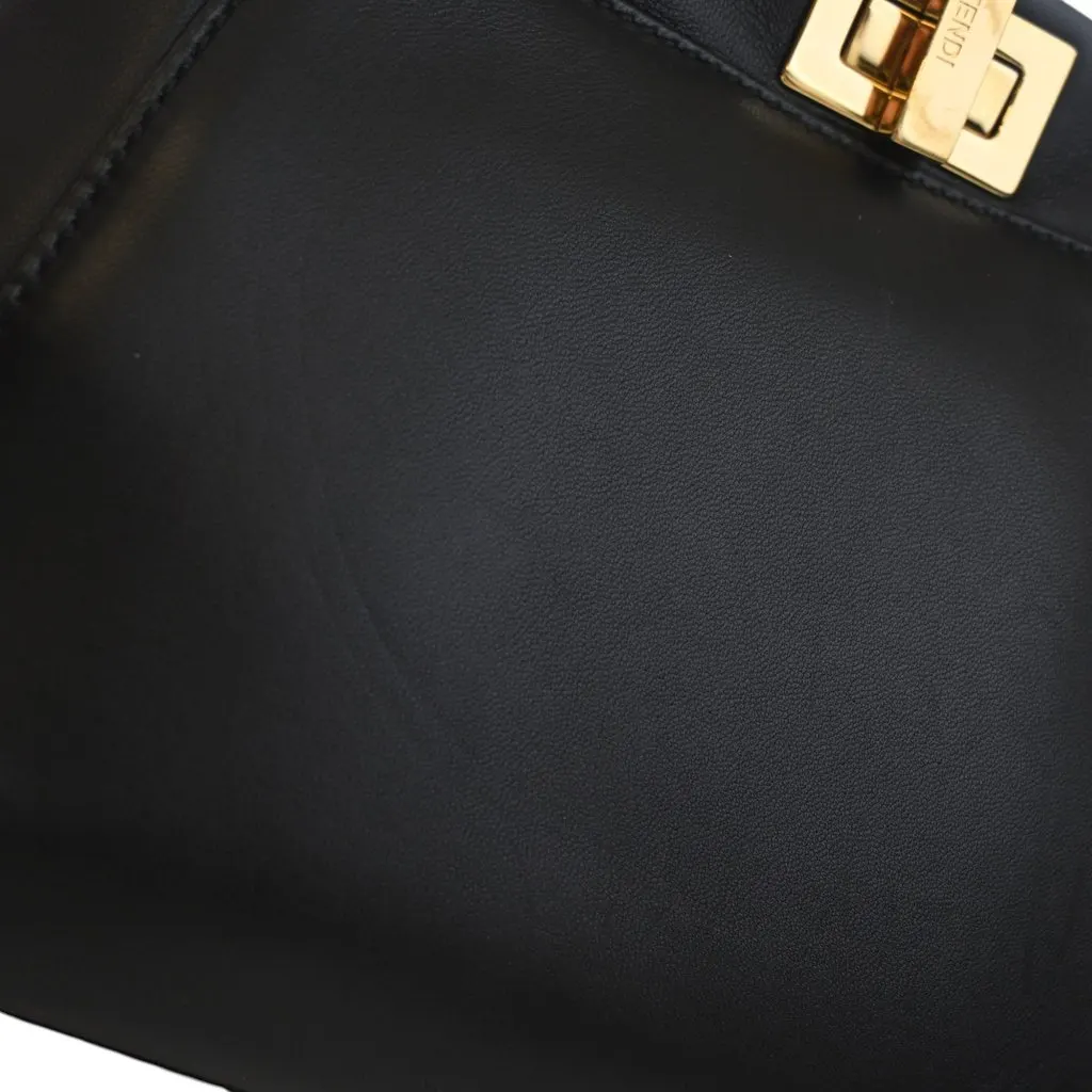Fendi Mini Leather Peekaboo Iconic Satchel Black Leather Very good - Box View