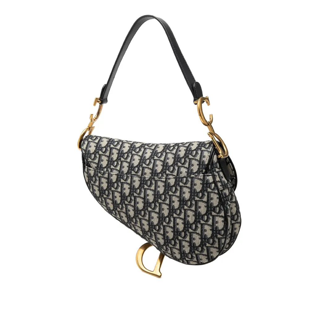 Dior Oblique Canvas Saddle Bag Blue Canvas Very good - Back View