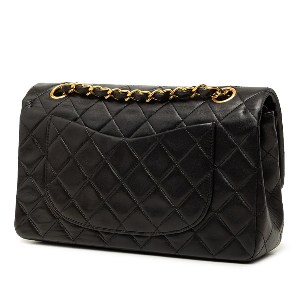 Chanel Small Classic Lambskin Double Flap Black Leather Very good - Back View