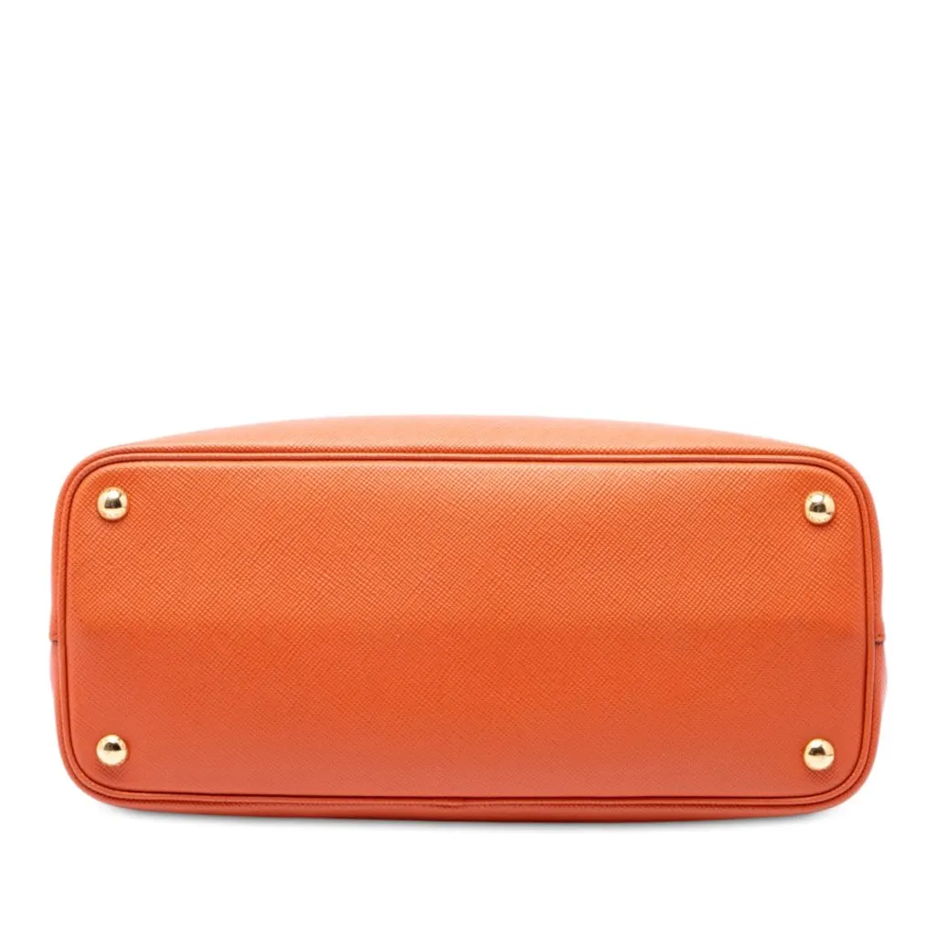 Prada Medium Saffiano Cuir Double Handle Satchel Orange Leather Very good - Inside View
