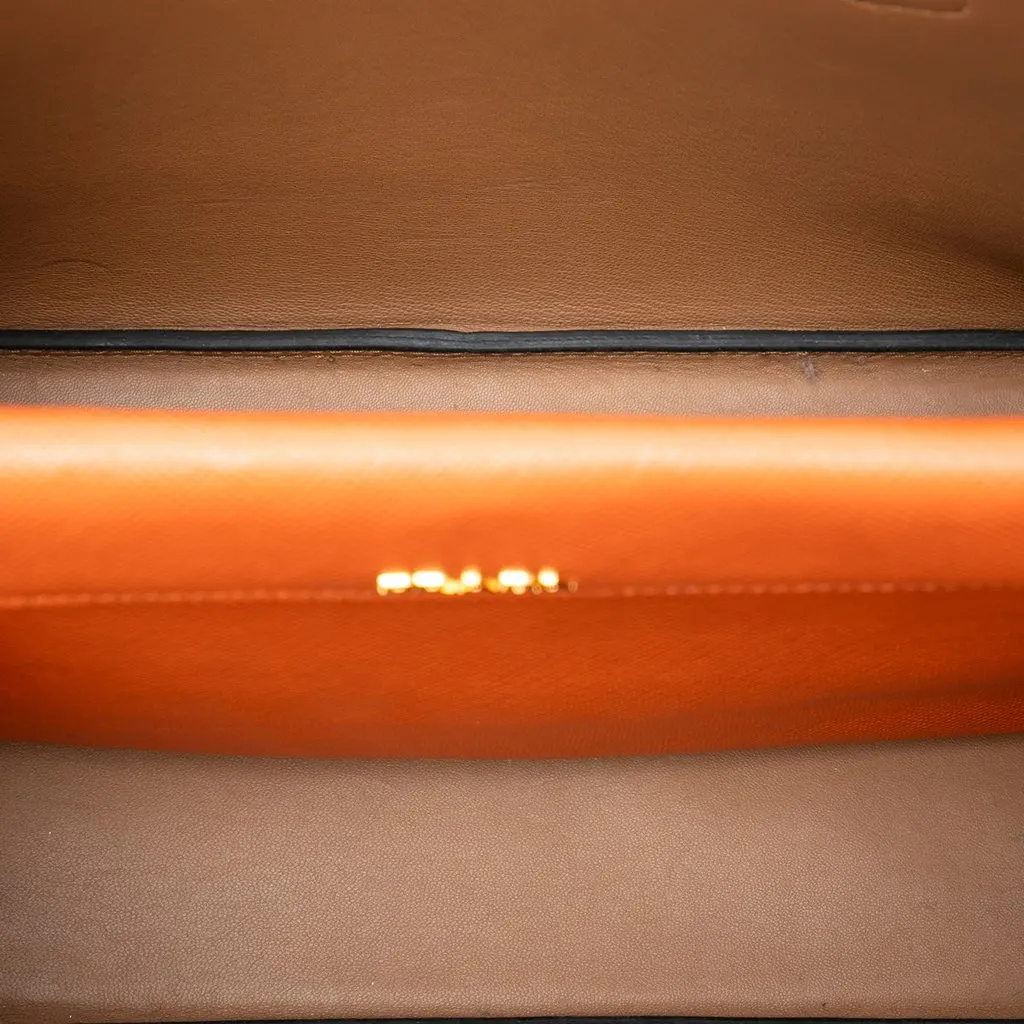 Prada Medium Saffiano Cuir Double Handle Satchel Orange Leather Very good - Model View