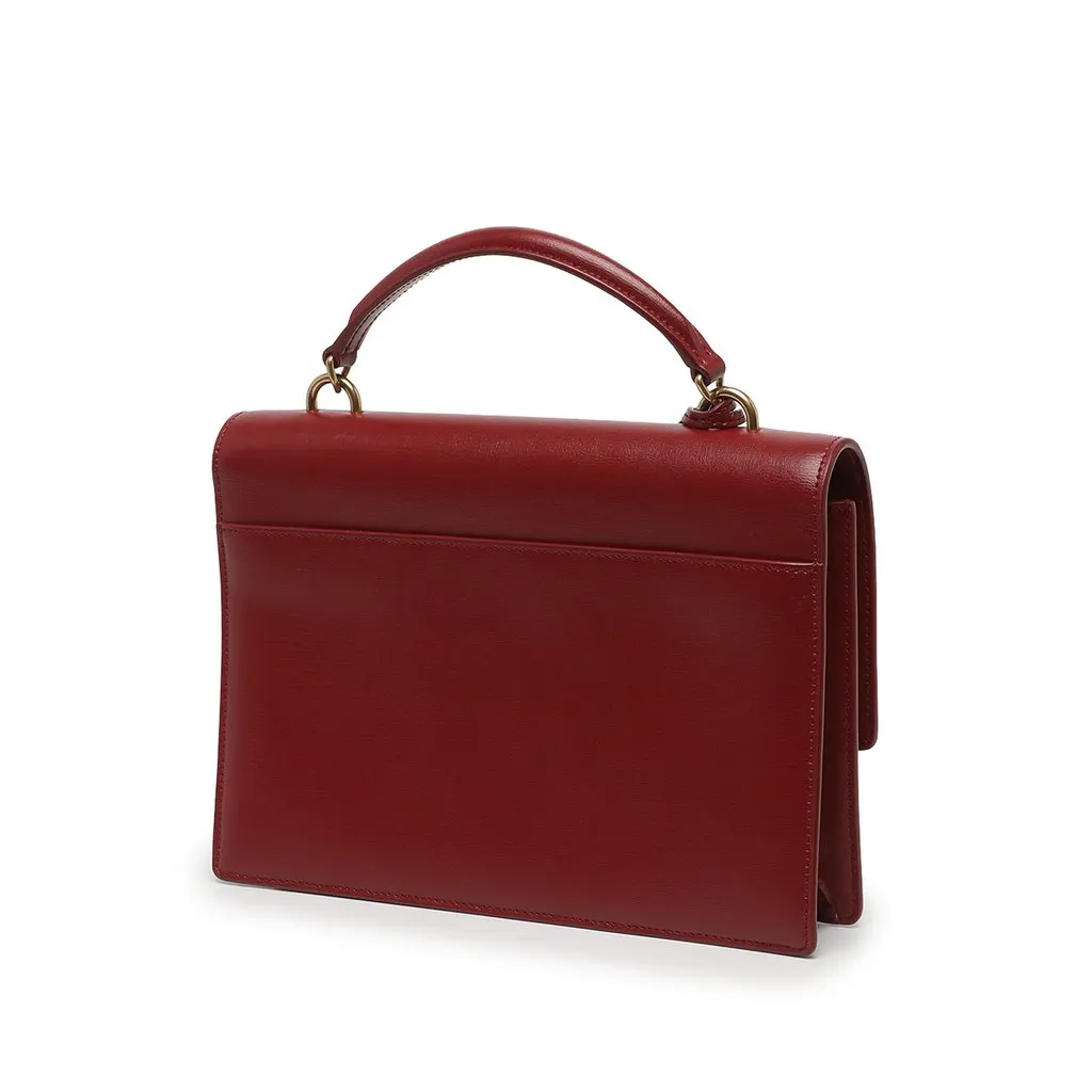Saint Laurent Large Calfskin Monogram Sunset Top Handle Bag Red Leather Very good - Back View