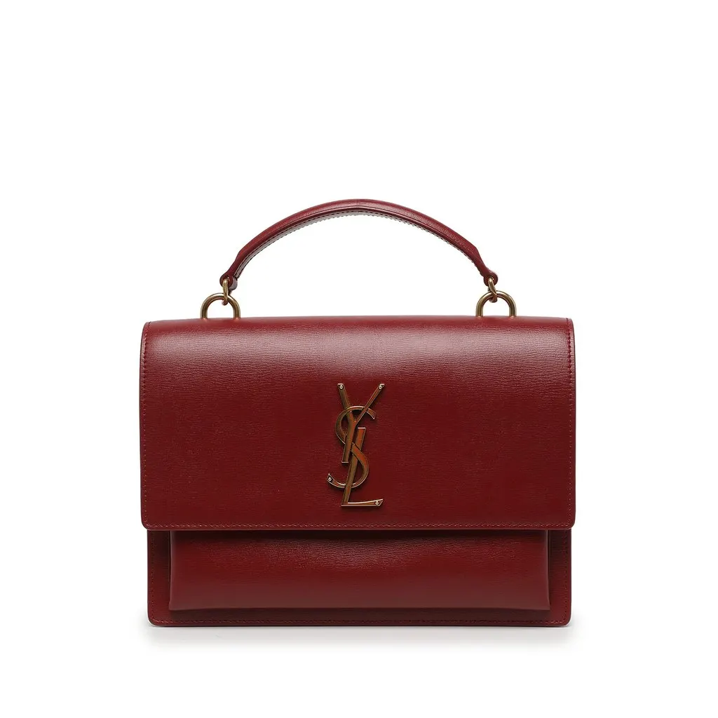 Saint Laurent Large Calfskin Monogram Sunset Top Handle Bag Red Leather Very good - Box View