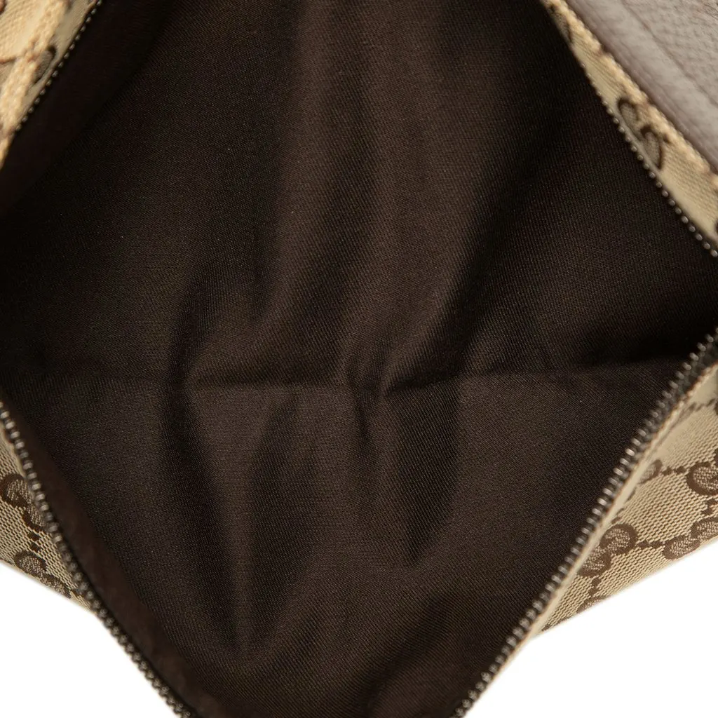 Gucci GG Canvas Web Double Pocket Belt Bag Beige Canvas Good - Model View