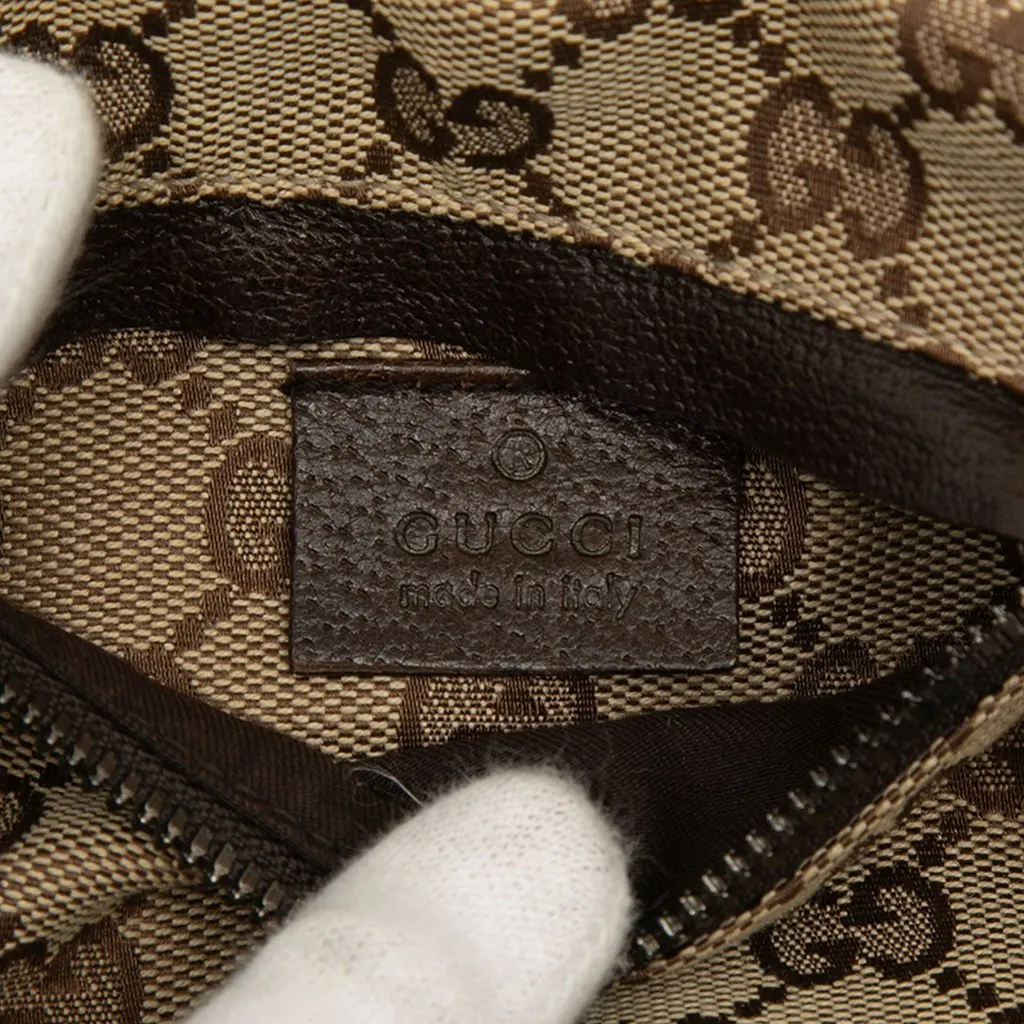 Gucci GG Canvas Web Double Pocket Belt Bag Beige Canvas Good - Box View