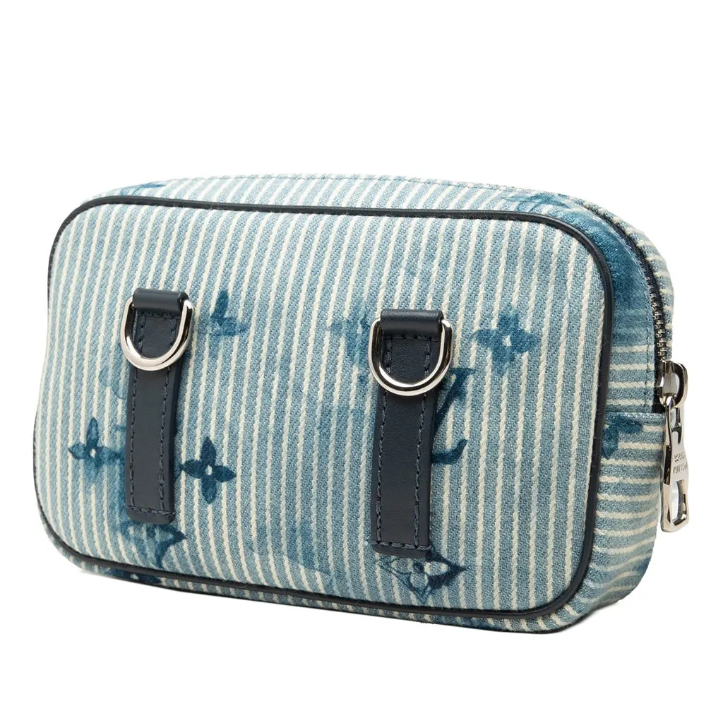 Louis Vuitton Monogram Denim Watercolor Hickory Stripes Outdoor Pouch Blue Very good - Back View