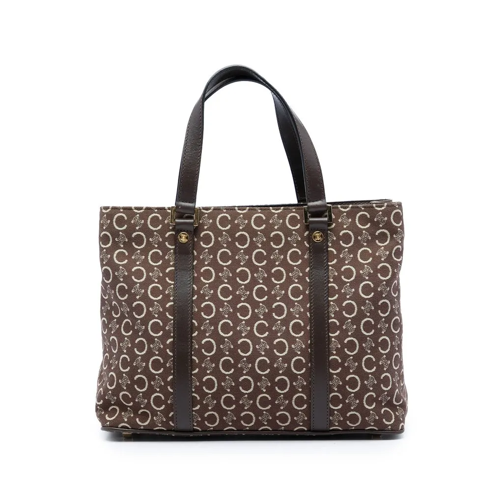 Celine C Macadam Canvas Tote Brown Canvas Very good - Front View