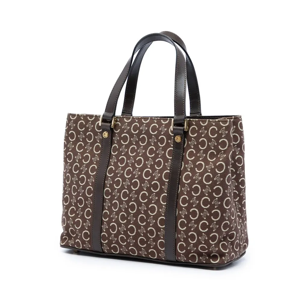 Celine C Macadam Canvas Tote Brown Canvas Very good - Back View